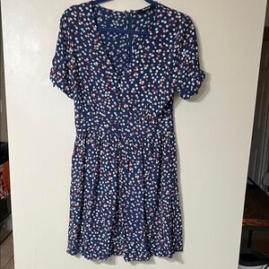 Madewell Blue Dress with Pink and White Floral Pattern